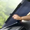 Шторка солнцезащитная светоотражающая на лобовое стекло в авто, фольга от солнца выдвижная 145x70 см