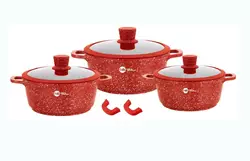 Набор котлов Higher Kitchen с антипригарным покрытием, Набор круглых кастрюль с крышками, HK-325 Красный