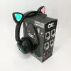 Беспроводные наушники ST77 LED со светящимися кошачьими ушками. Цвет: черный
