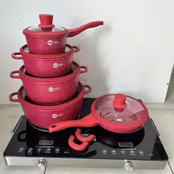 Набор кастрюль с гранитным антипригарным покрытием Higher Kitchen НК-316 из 12 предметов Красный