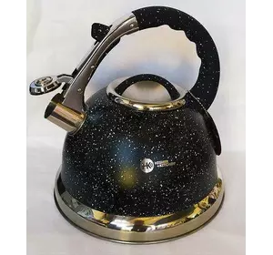 Чайник металлический со свистком для газовой плиты HIGHER KITCHEN (ZP-021) , 3,5 л., Черный