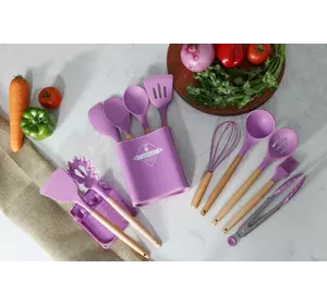 Кухонная утварь, 13 предметов, Силиконовый, Фиолетовый
