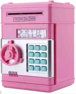 Копилка сейф, детский банкомат с кодовым замком NUMBER BANK Розовый