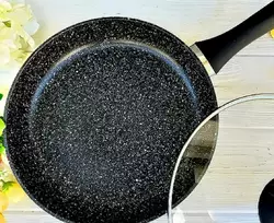 Сковорода с крышкой 22 см темный гранит UNIQUE UN-5144 ; Антипригарная сковорода ; Гранитная сковорода