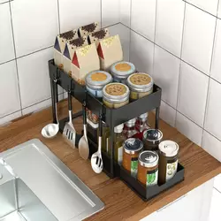 Многофункциональный кухонный органайзер с выдвижным ящиком для хранения универсальный двухуровневый