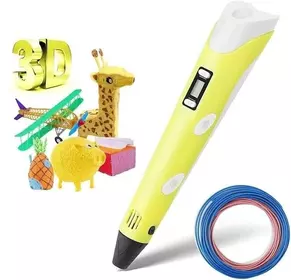3d ручка для детского творчества 3Dpen С Lcd Экраном Полный Набор Пластик И Трафареты Жёлтый