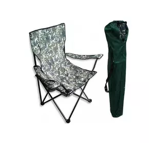 Стул туристический раскладной до 100 кг / Складной стул, кресло для походов в чехле Камуфляж