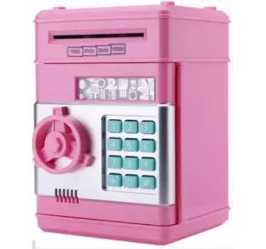 Копилка сейф, детский банкомат с кодовым замком NUMBER BANK Розовый