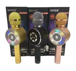 Караоке микрофон Wster WS-669 беспроводной микрофон со встроенным динамиком (USB, microSD, AUX, Bluetooth)