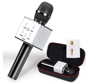 Bluetooth микрофон для караоке Q7 Блютуз микро + ЧЕХОЛ Черный